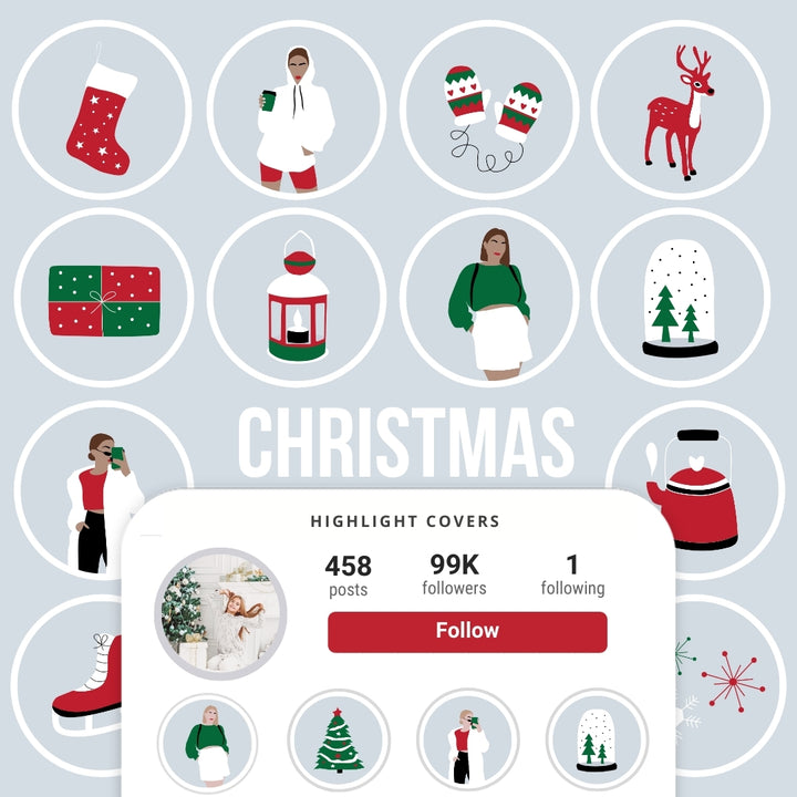 Ai-Optimized GREY CHRISTMAS IG HIGHLIGHT COVERS