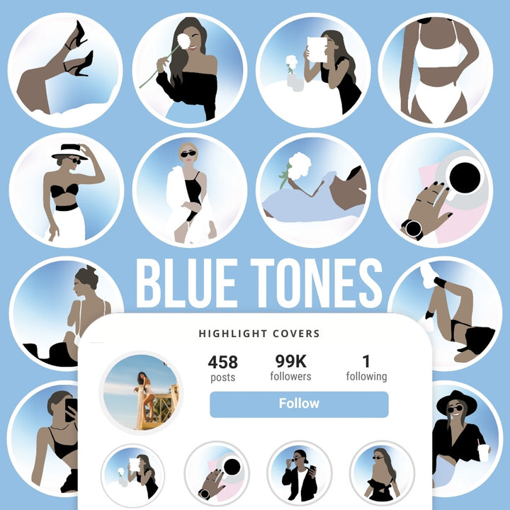 Ai-Optimized BLUE TONES IG HIGHLIGHT COVERS