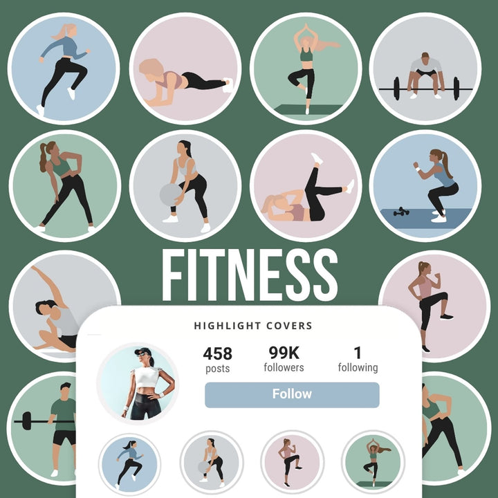 Ai-Optimized FITNESS IG HIGHLIGHT COVERS